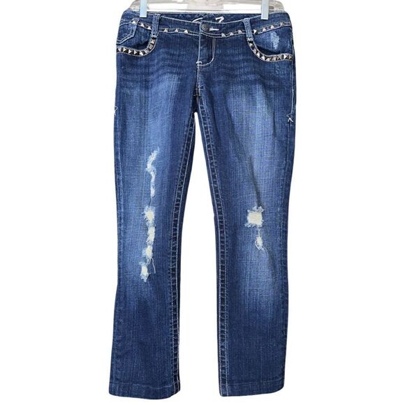 Seven7 Studded Cropped Jeans Size 28 - Picture 2 of 6